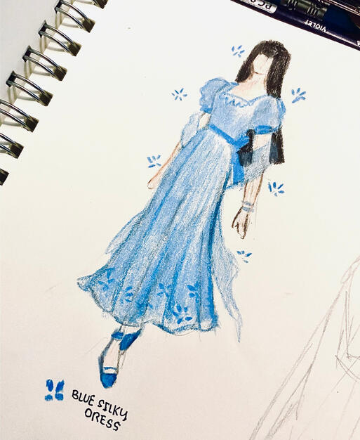 ❀ blue dress - colored pencil ❀